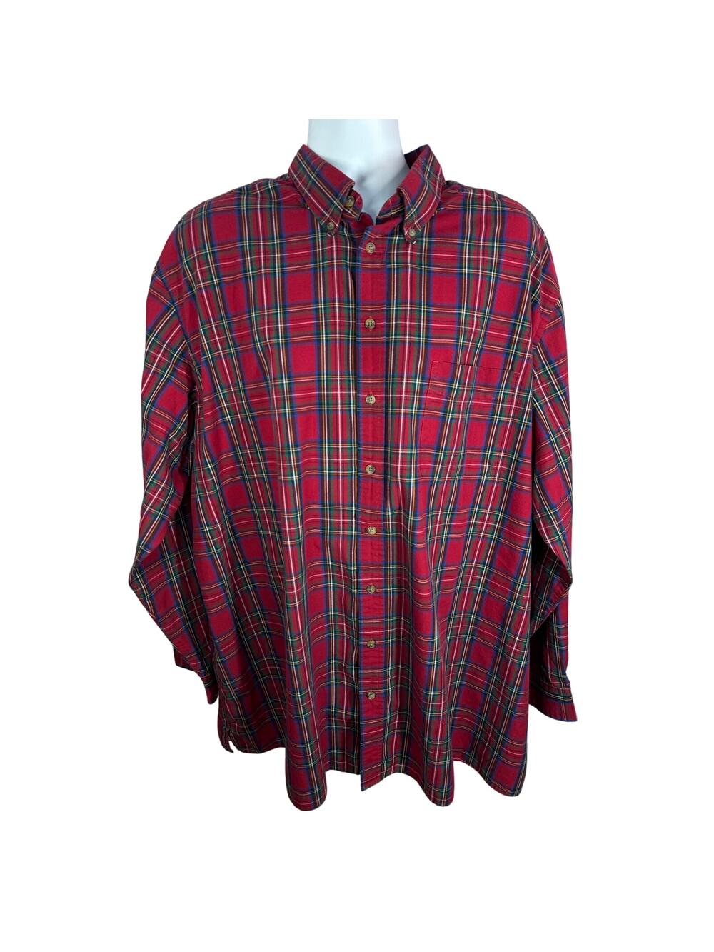 Harbor Bay Red Plaid Button Down Shirt Mens Size 2XLT Big & Tall
